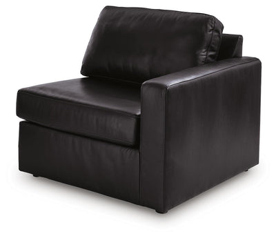 Modmax II 8-Piece LAF Chaise Sectional and Audio Consoles in Black Leather