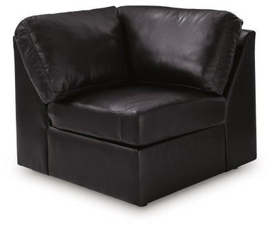 Modmax II 8-Piece RAF Chaise Sectional and Audio Consoles in Black Leather