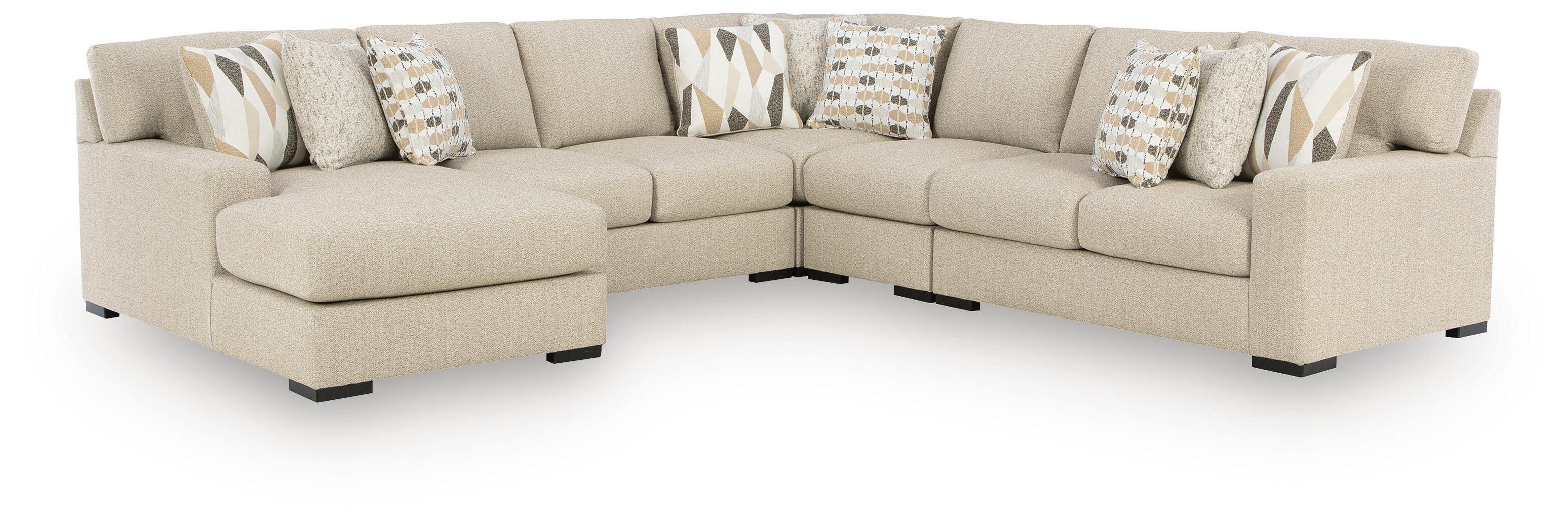 Laurelgrove 5-Piece LAF Chaise Sectional in Pebble