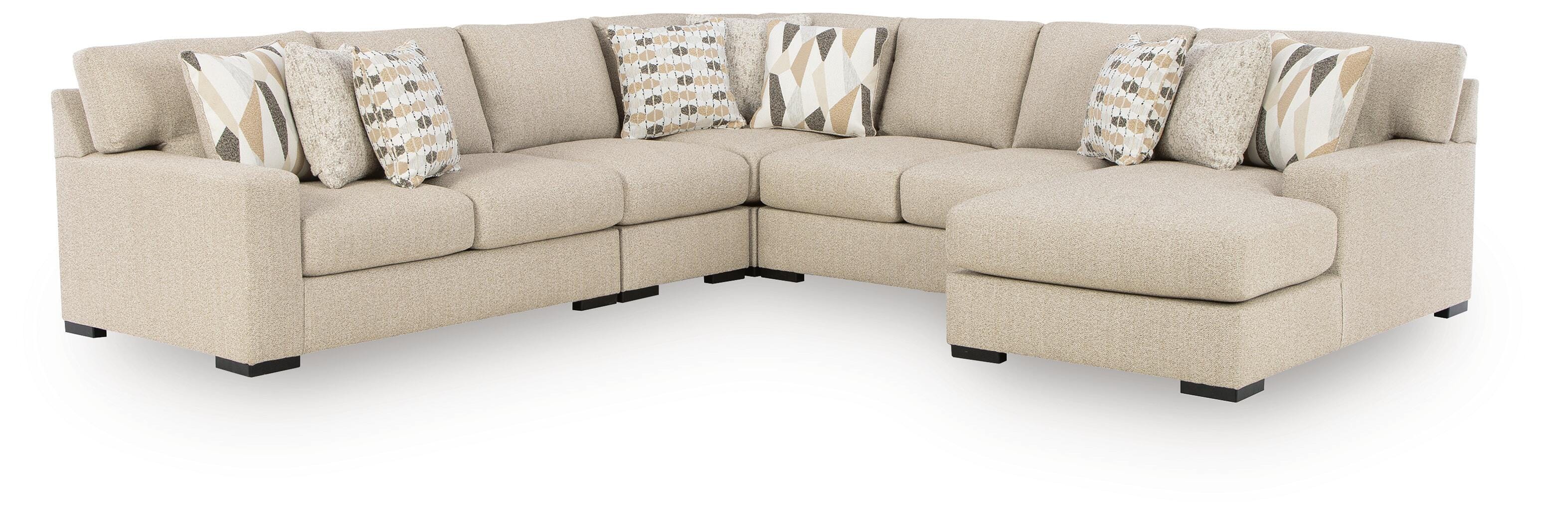 Laurelgrove 5-Piece RAF Chaise Sectional in Pebble