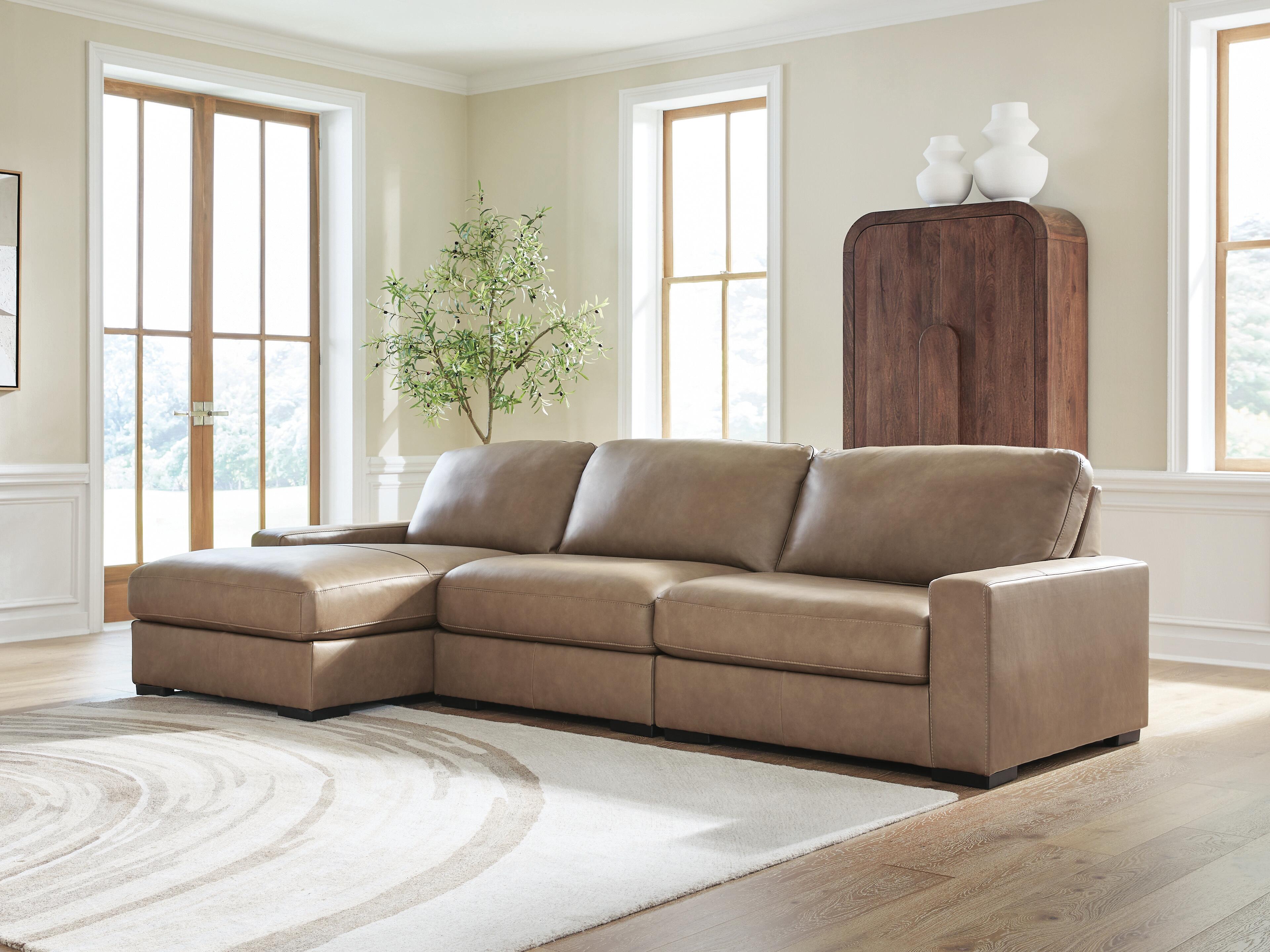 Veronella 3-Piece LAF Chaise Sectional in Sahara Leather