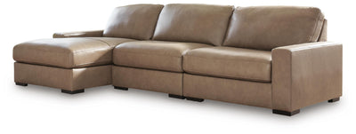 Veronella 3-Piece LAF Chaise Sectional in Sahara Leather