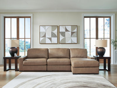 Veronella 3-Piece RAF Chaise Sectional in Sahara Leather