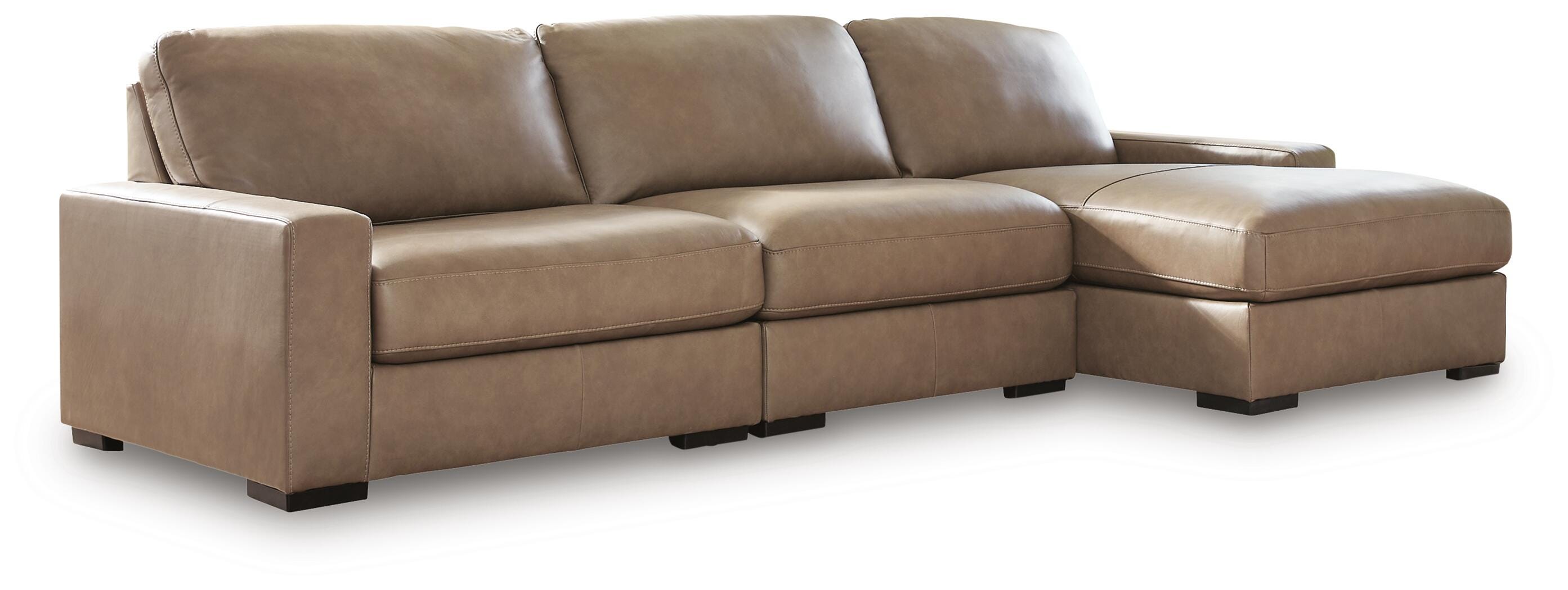 Veronella 3-Piece RAF Chaise Sectional in Sahara Leather