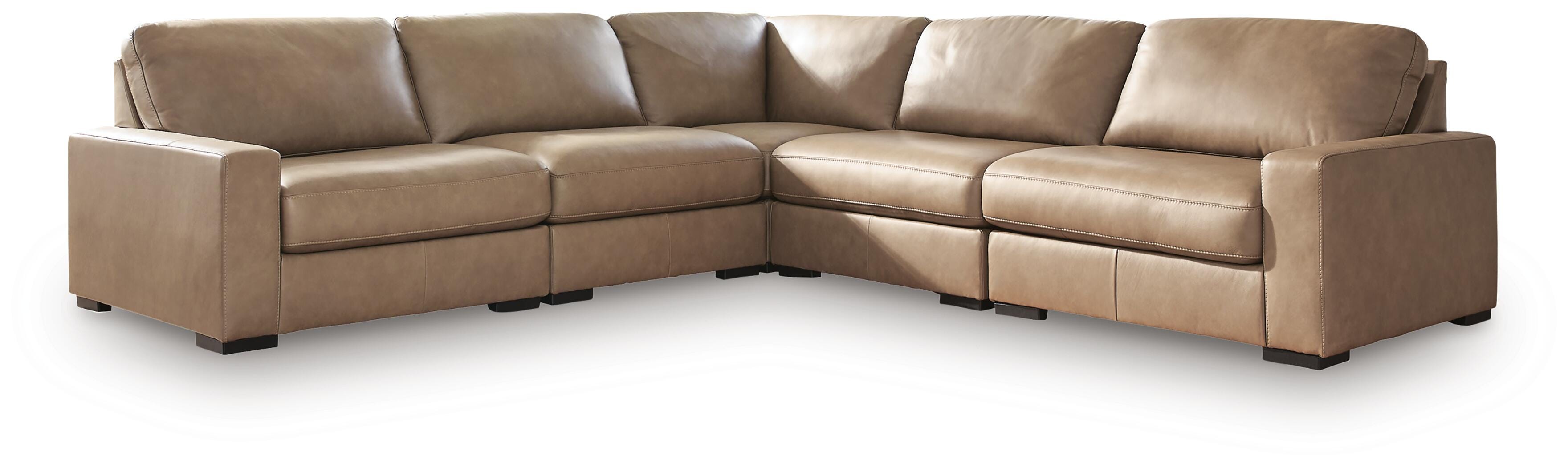 Veronella 5-Piece Sectional in Sahara Leather