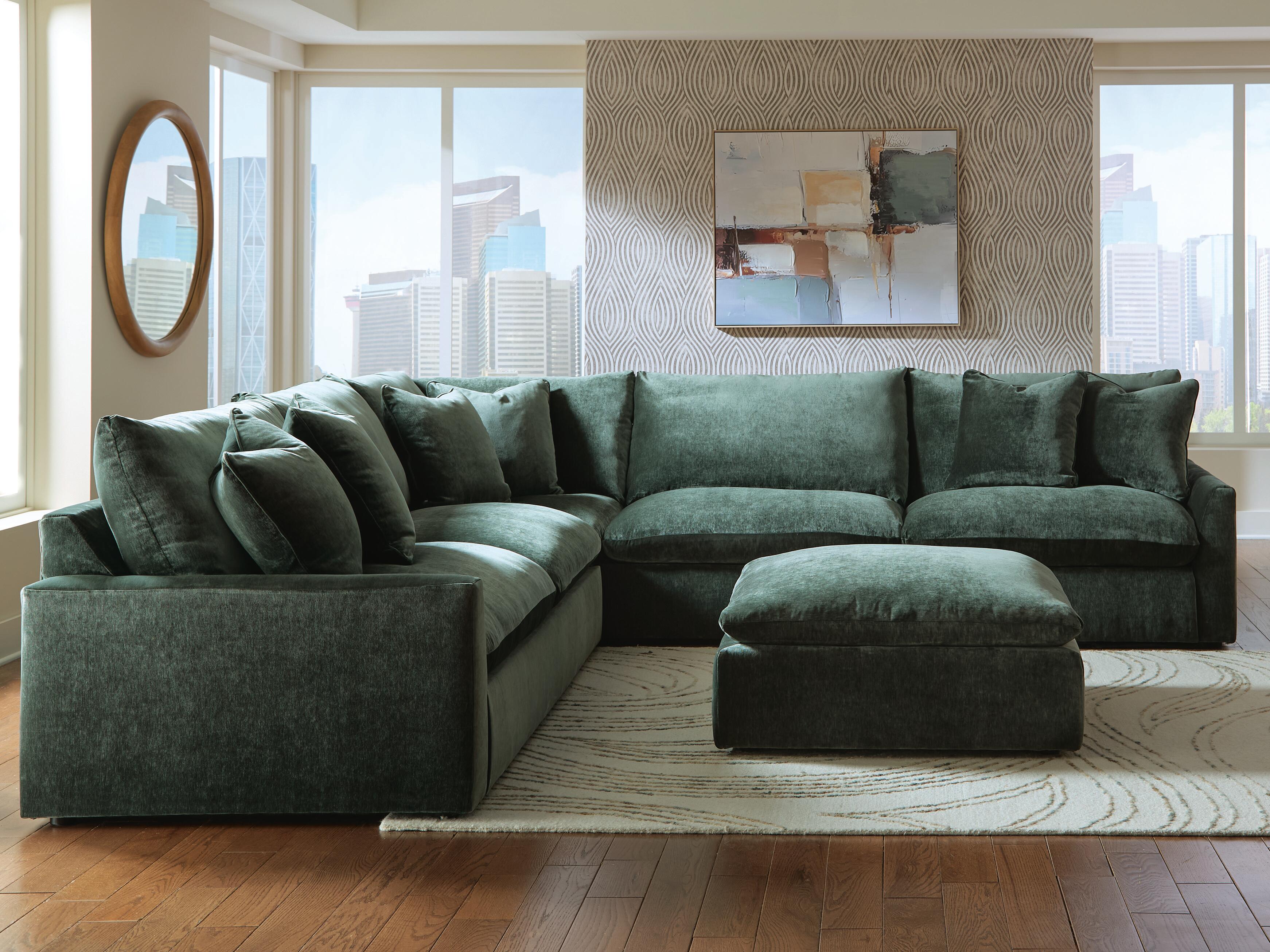 Carriage View 3-Piece Sectional in Jade Velvet