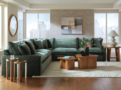 Carriage View 3-Piece Sectional in Jade Velvet