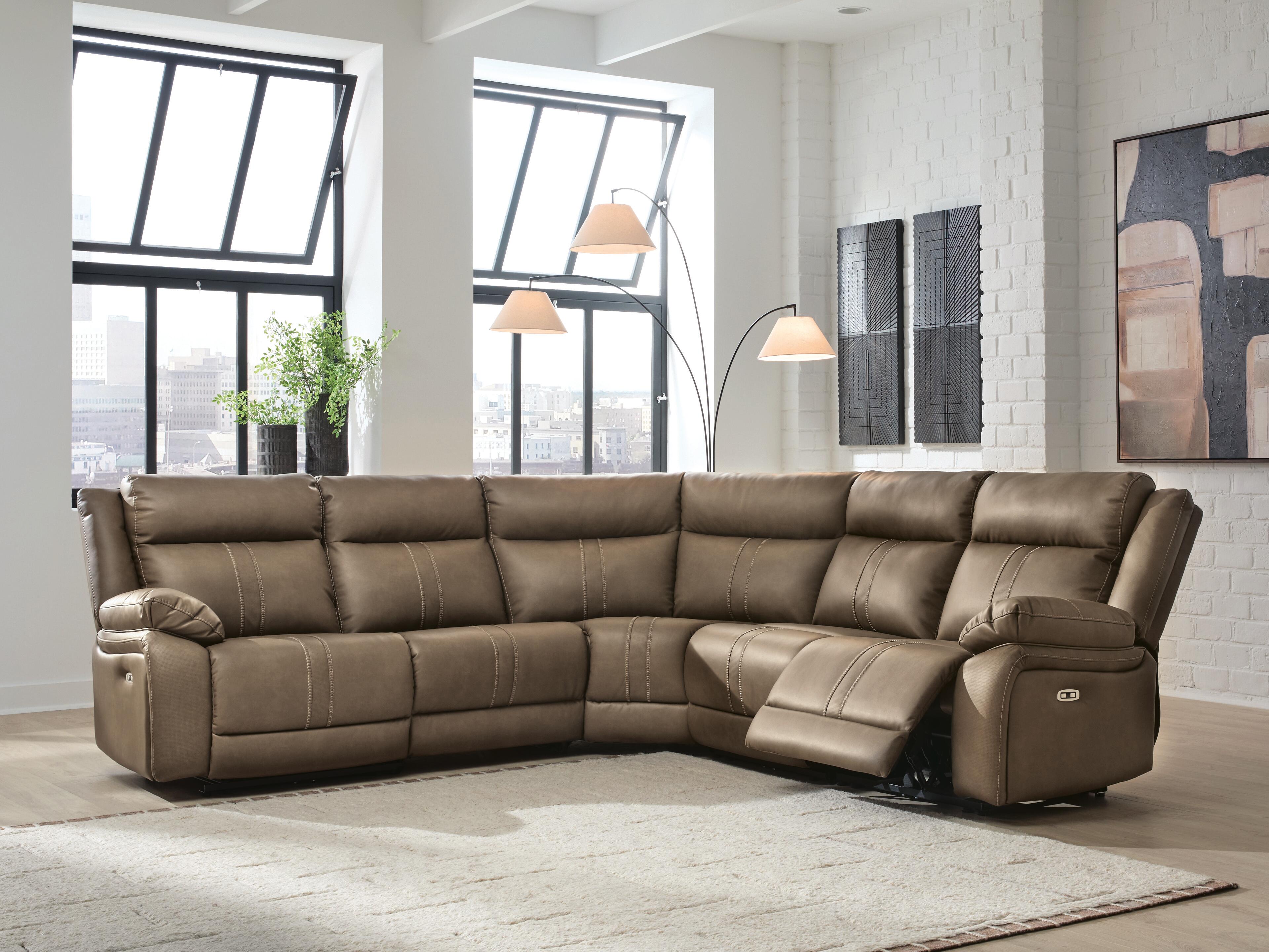 Max-Momentum 5-Piece Power Reclining Sectional Sofa in Biscotti