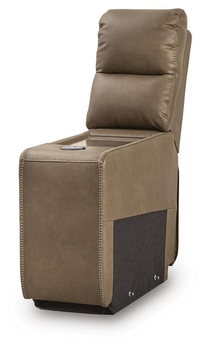 Max-Momentum 3-Piece Power Reclining Sectional Loveseat with Audio Console in Biscotti
