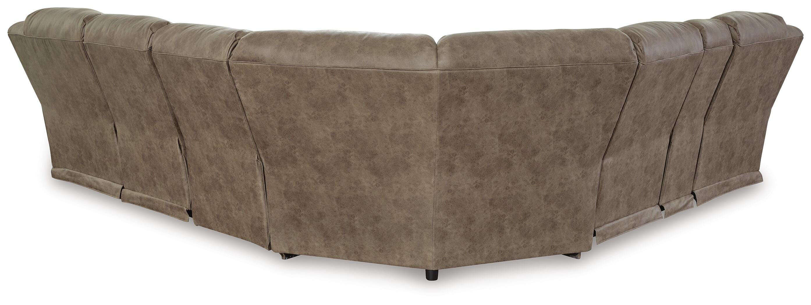 Ravenel 4-Piece Power Reclining Sectional in Fossil Faux Leather