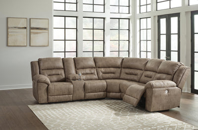 Ravenel 3-Piece Power Reclining Sectional in Fossil Faux Leather