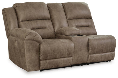Ravenel 4-Piece Power Reclining Sectional in Fossil Faux Leather