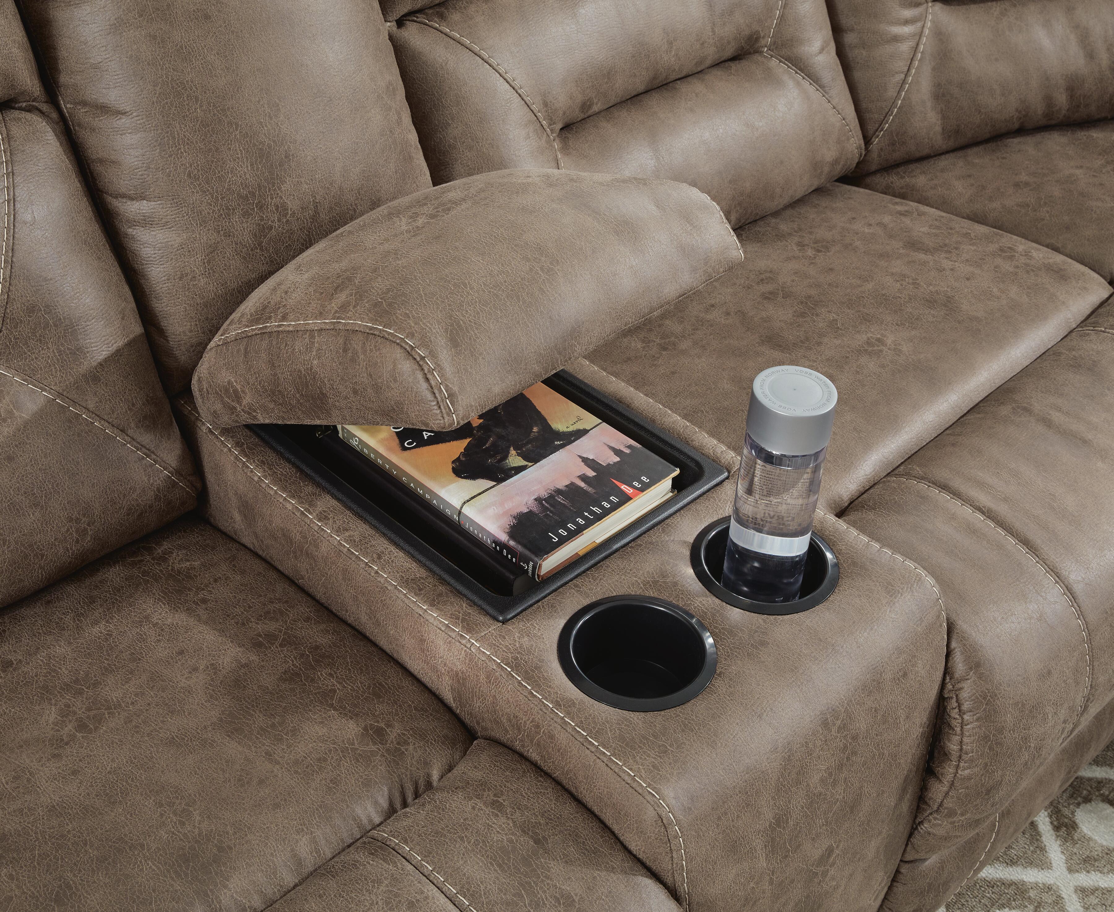 Ravenel 4-Piece Power Reclining Sectional in Fossil Faux Leather