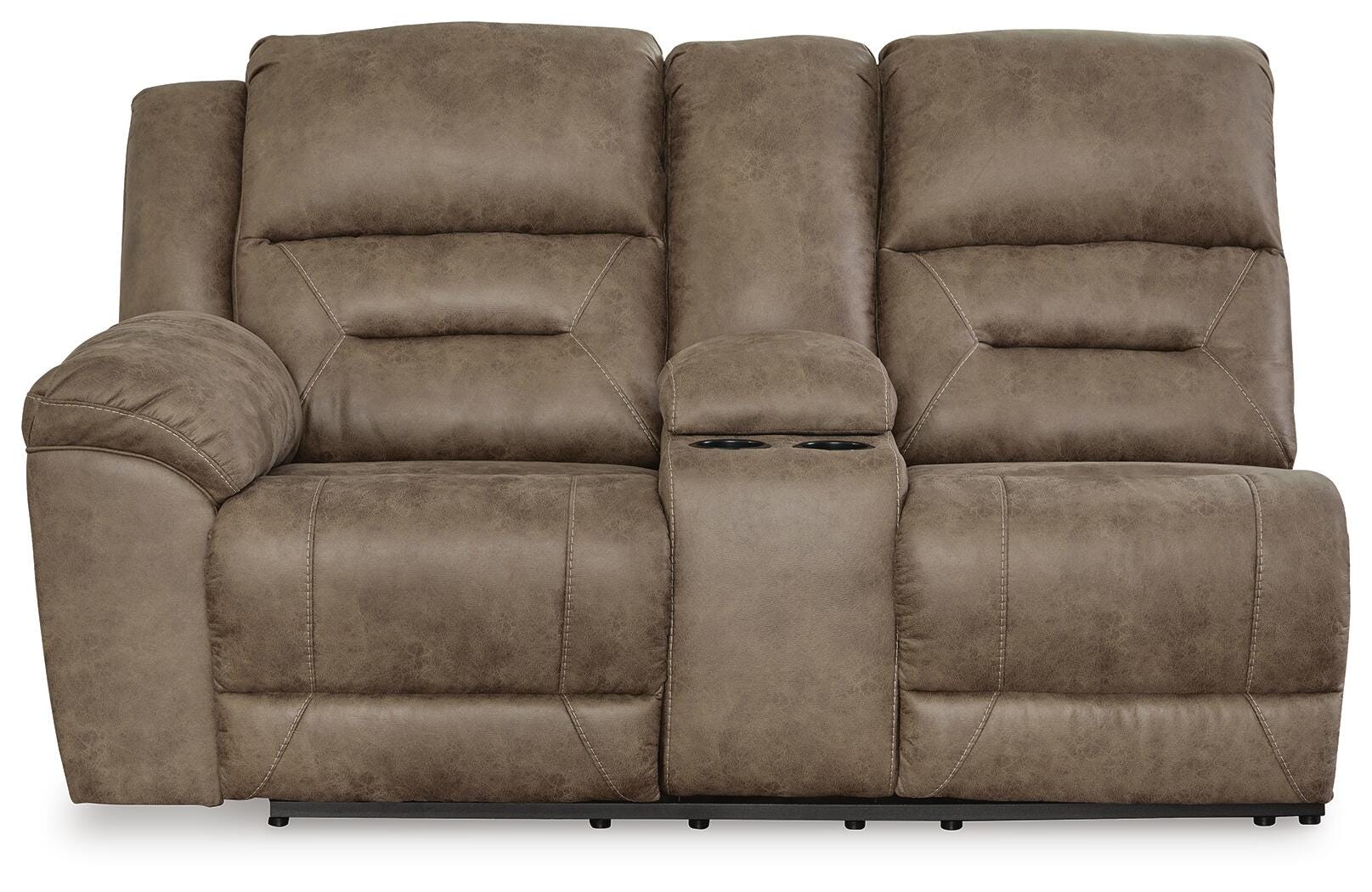 Ravenel 4-Piece Power Reclining Sectional in Fossil Faux Leather