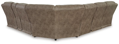 Ravenel 4-Piece Power Reclining Sectional with Console in Fossil Faux Leather