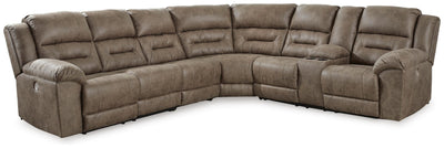 Ravenel 4-Piece Power Reclining Sectional with Console in Fossil Faux Leather