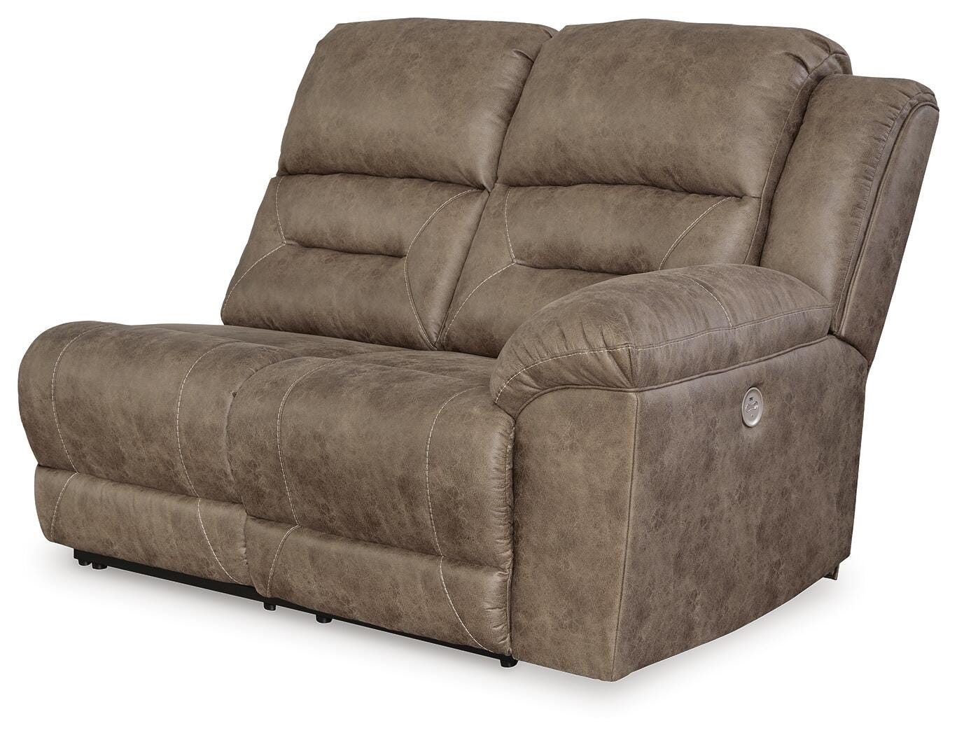 Ravenel 4-Piece Power Reclining Sectional in Fossil Faux Leather