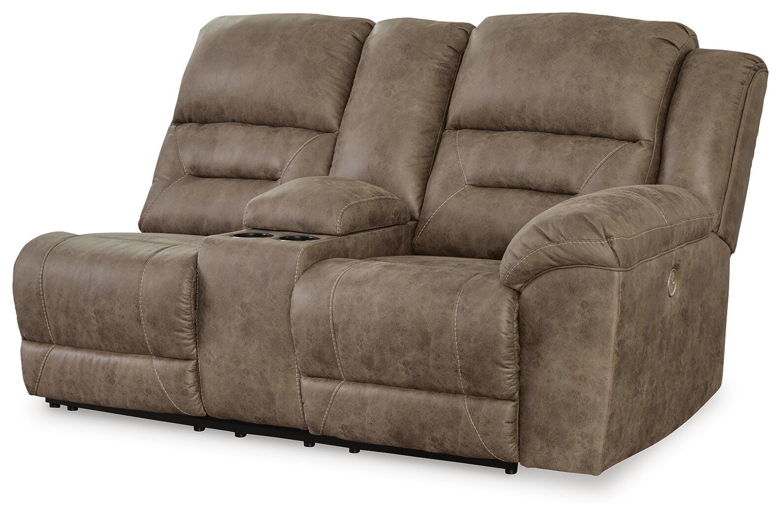 Ravenel 4-Piece Power Reclining Sectional with Console in Fossil Faux Leather