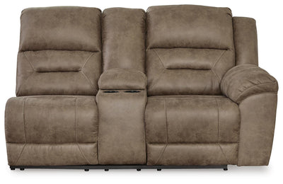 Ravenel 3-Piece Power Reclining Sectional w/ Console in Fossil Faux Leather