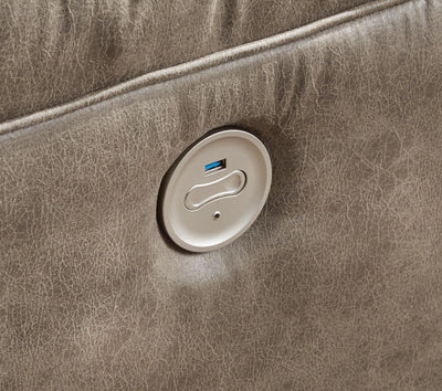 Ravenel 4-Piece Power Reclining Sectional in Fossil Faux Leather