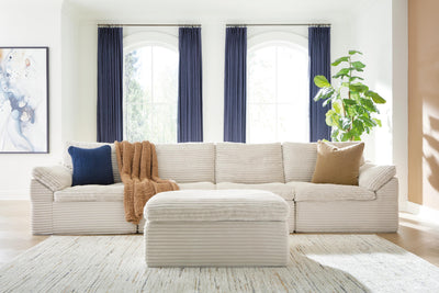 Fannin 4-Piece Sectional with Ottoman in Ivory
