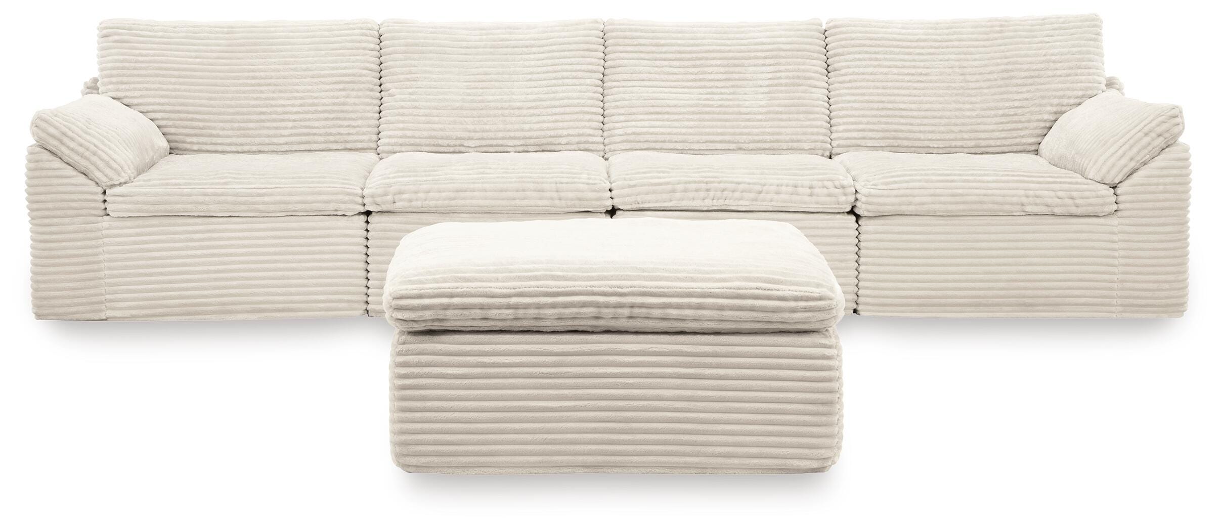 Fannin 4-Piece Sectional with Ottoman in Ivory