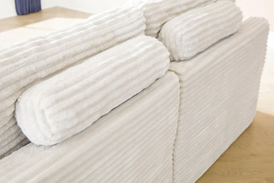 Fannin LAF/RAF Corner Chair (2/CN) in Ivory Chenille