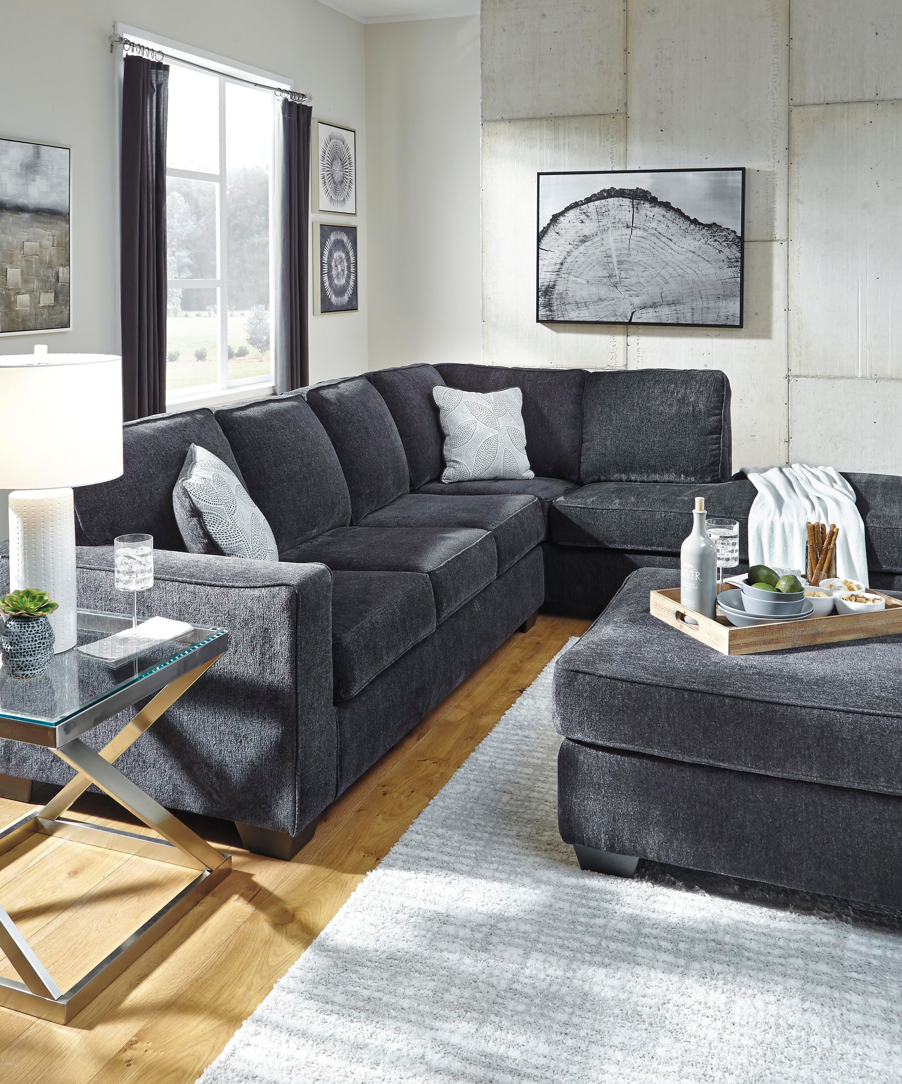 Altari 2-Piece Sectional and Ottoman in Slate