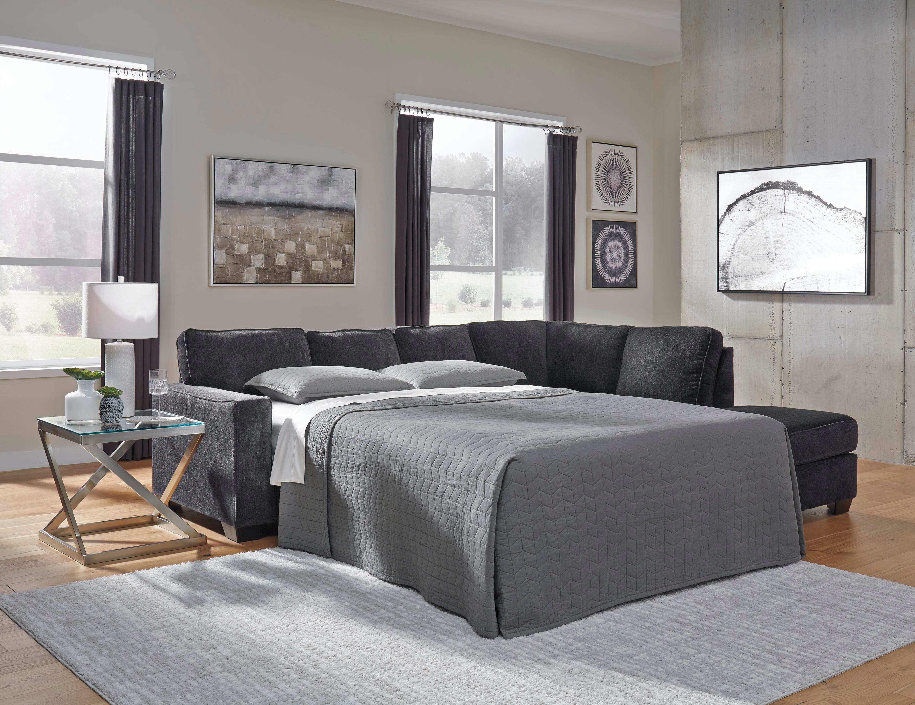 Altari 2-Piece RAF Chaise Sleeper Sectional in Slate Chenille