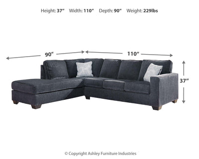 Altari 2-Piece Sectional with Chaise and Ottoman in Slate