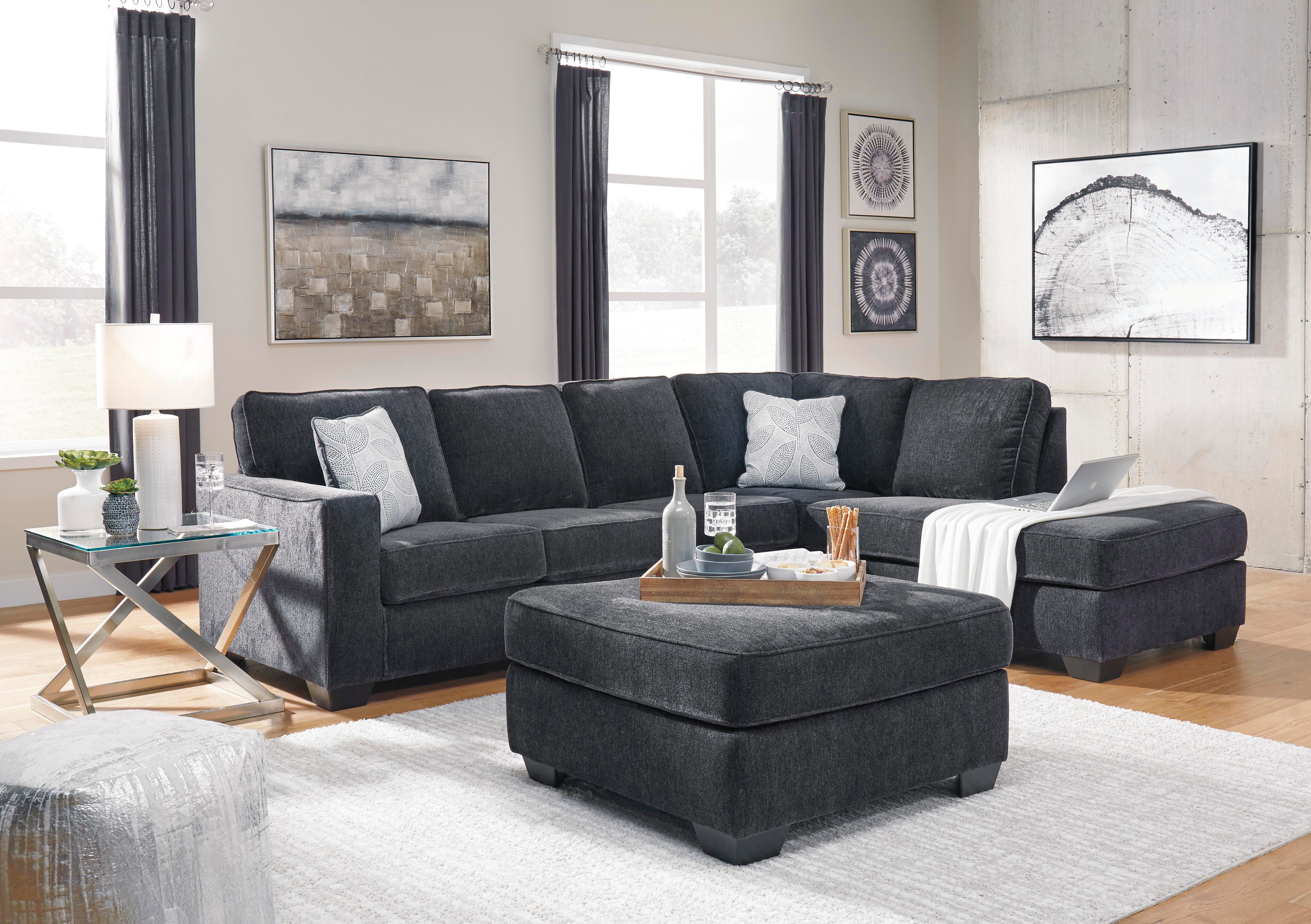 Altari 2-Piece RAF Sectional and Ottoman in Slate