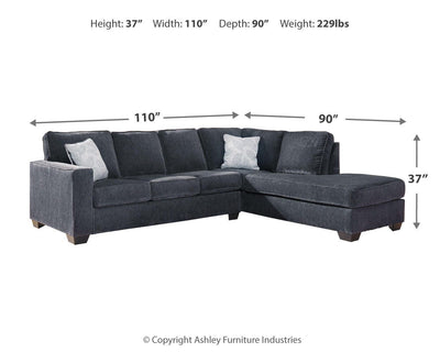 Altari 2-Piece RAF Chaise Sectional in Slate Chenille