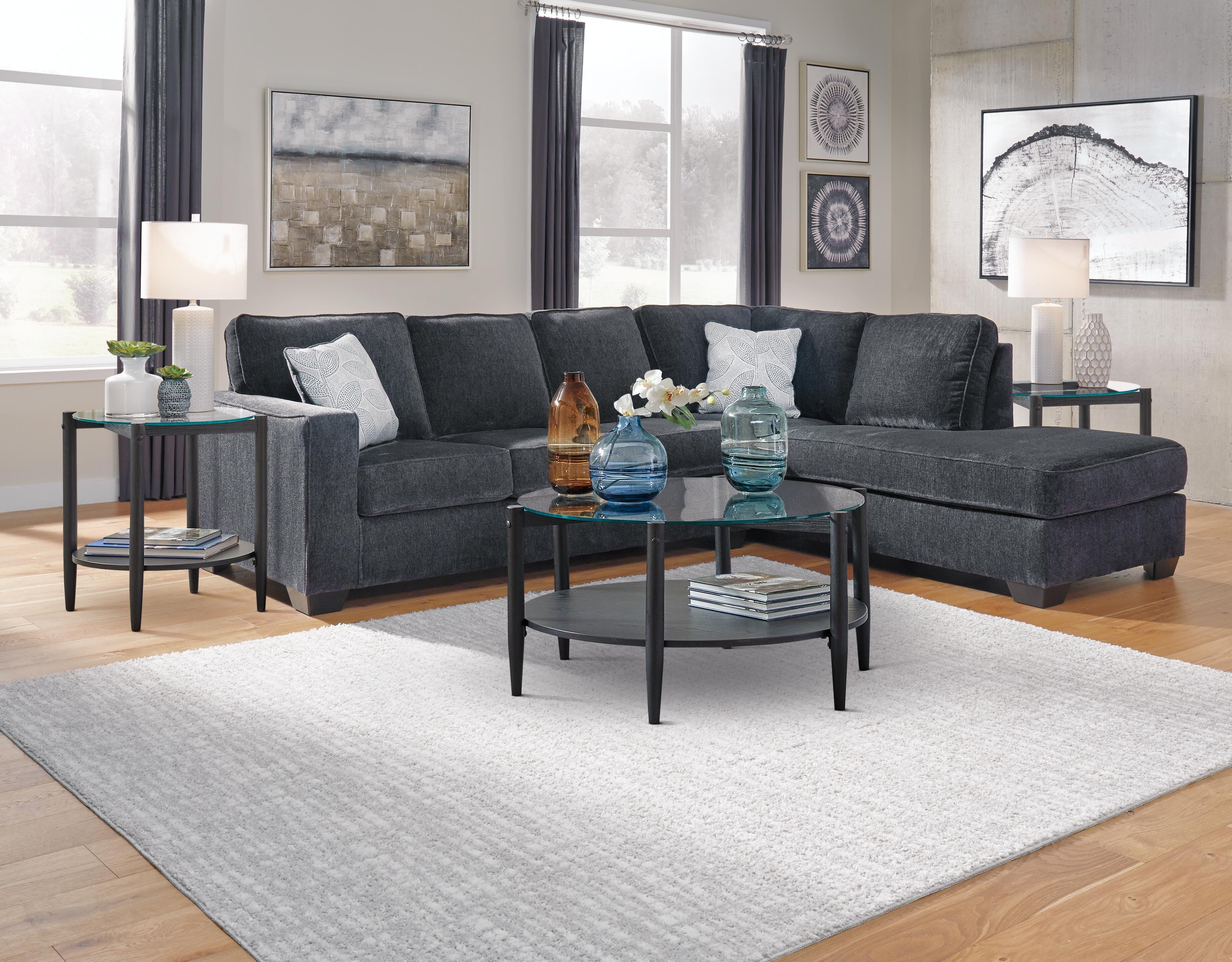 Altari 2-Piece RAF Chaise Sleeper Sectional in Slate Chenille