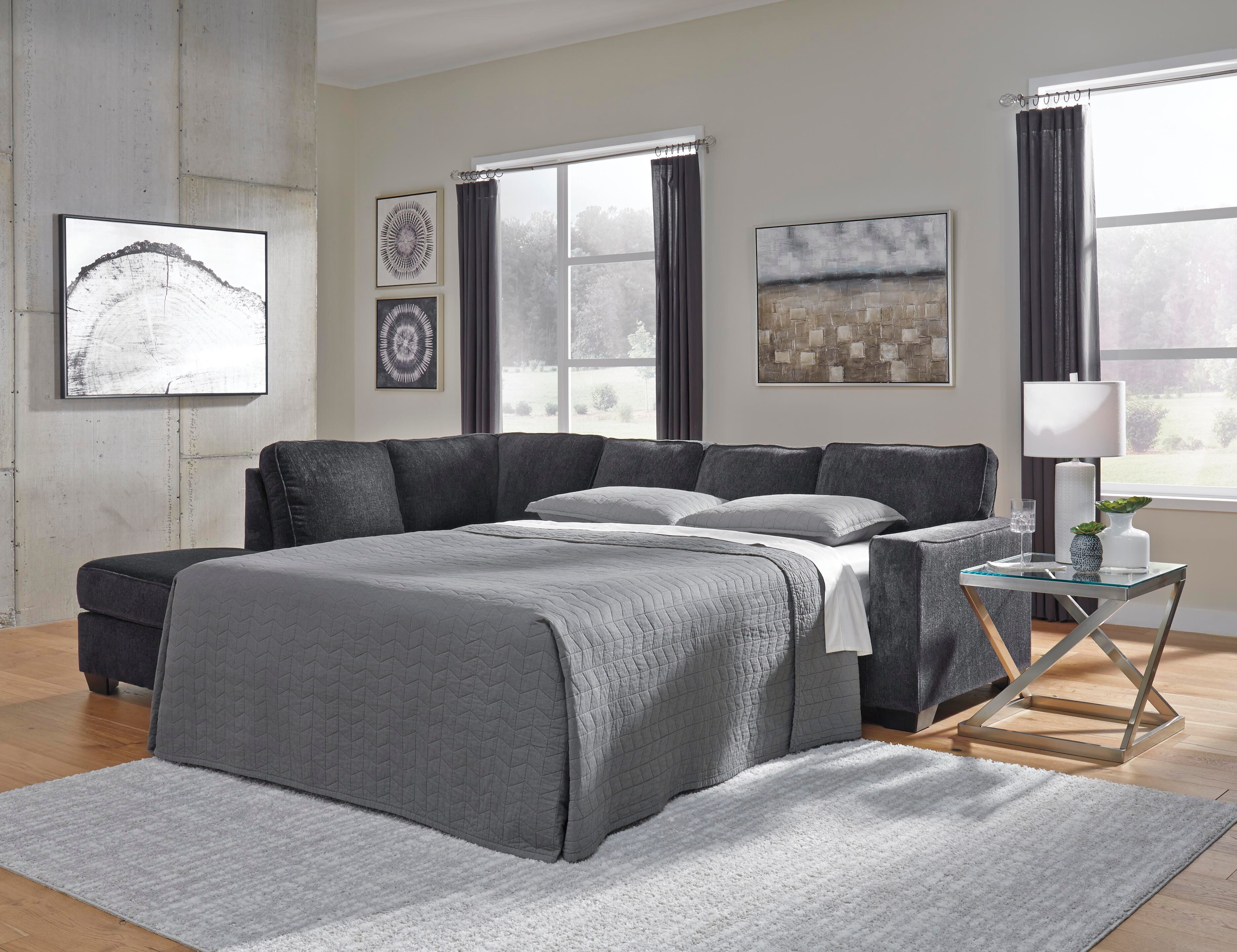 Altari 2-Piece LAF Chaise Sleeper Sectional in Slate Chenille