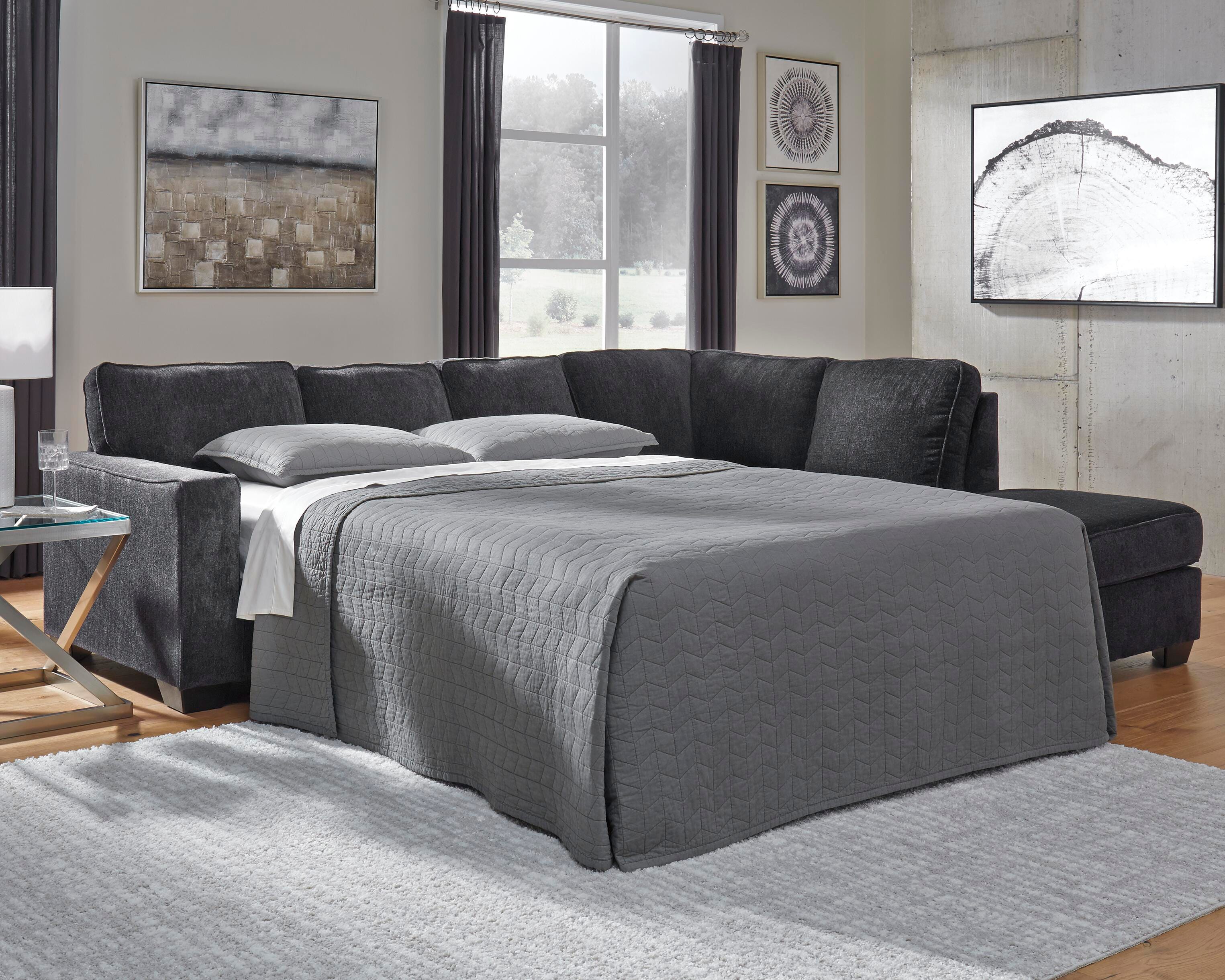 Altari 2-Piece RAF Chaise Sleeper Sectional in Slate Chenille