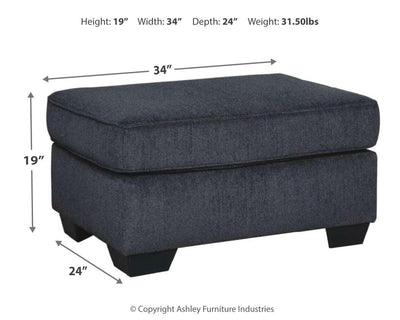 Altari 2-Piece Sectional with Chaise and Ottoman in Slate