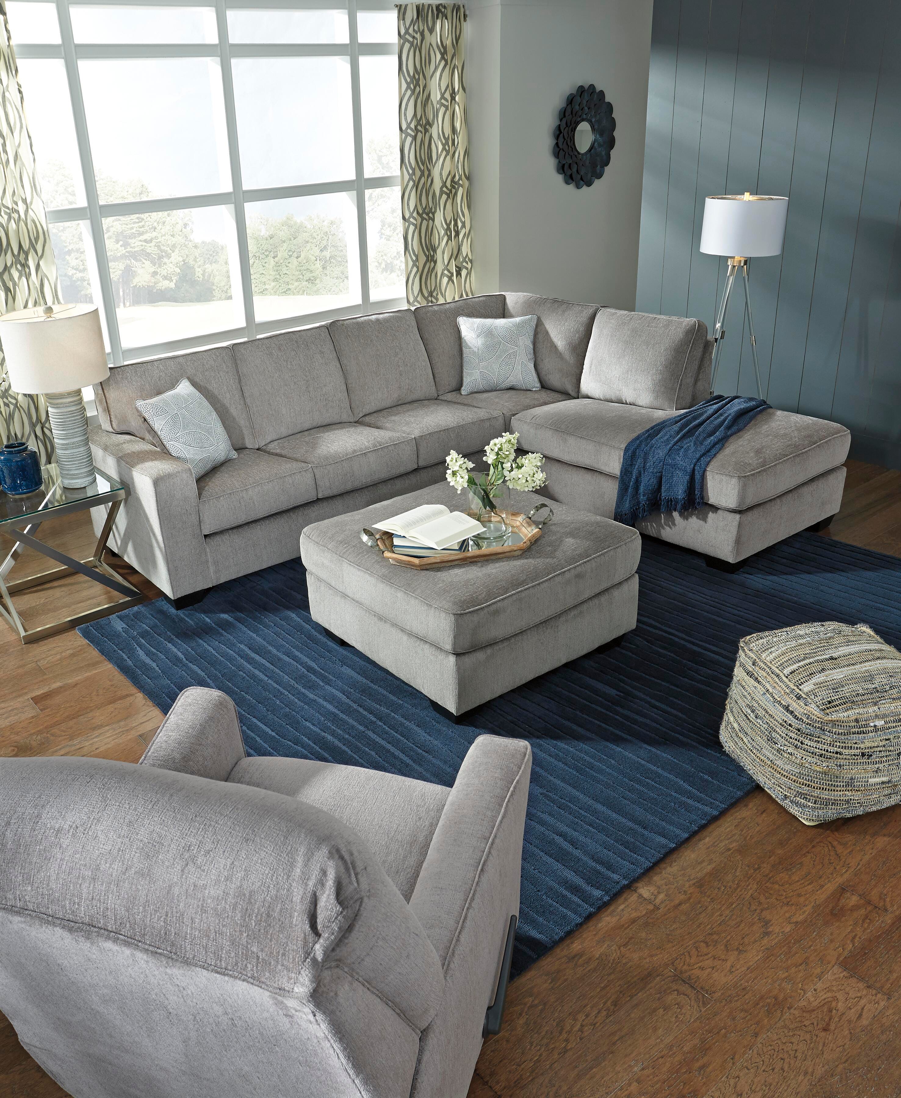 Altari 2-Piece RAF Sectional with Ottoman in Alloy