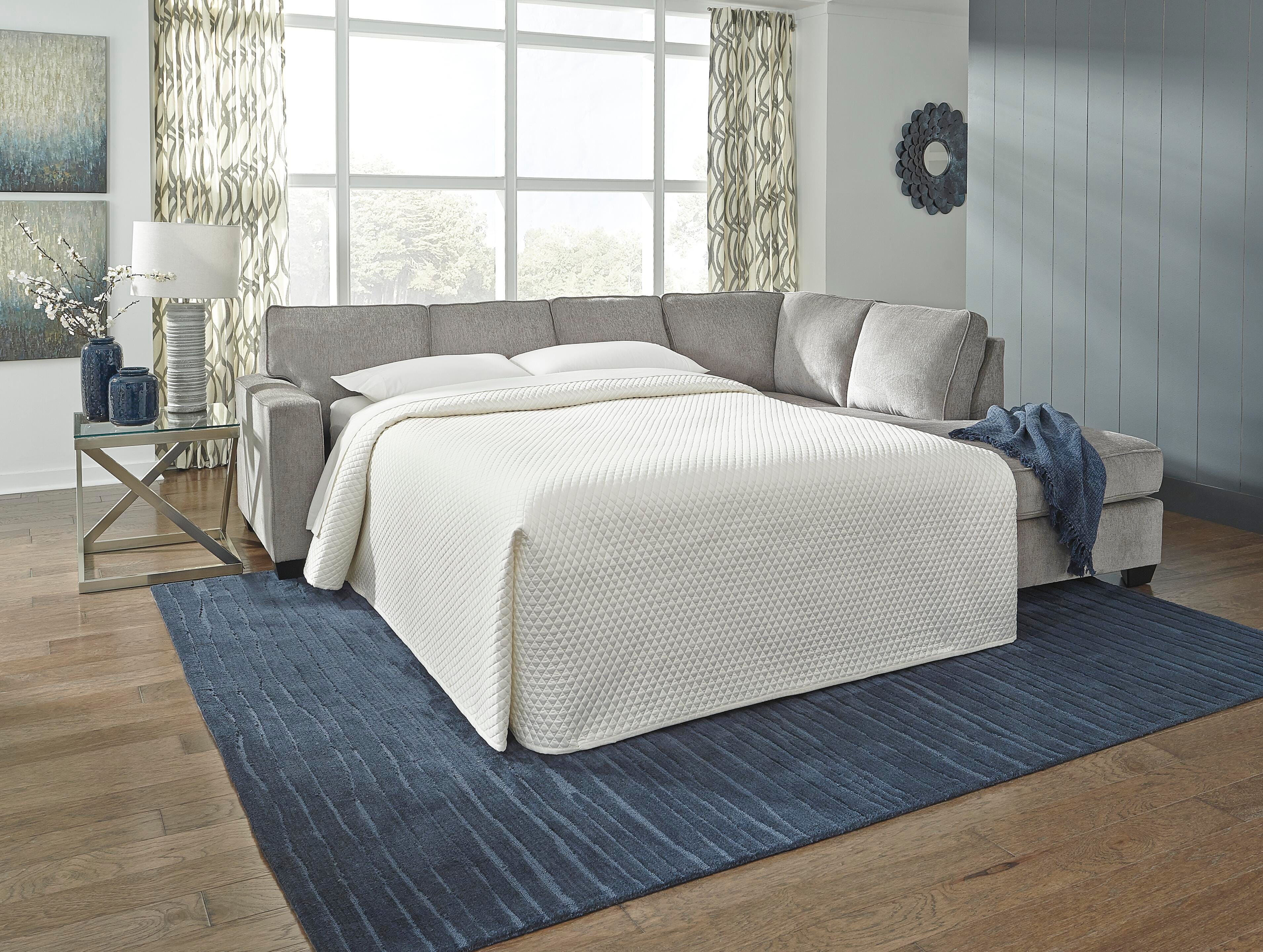Altari 2-Piece Sleeper Sectional, Loveseat and Ottoman in Alloy