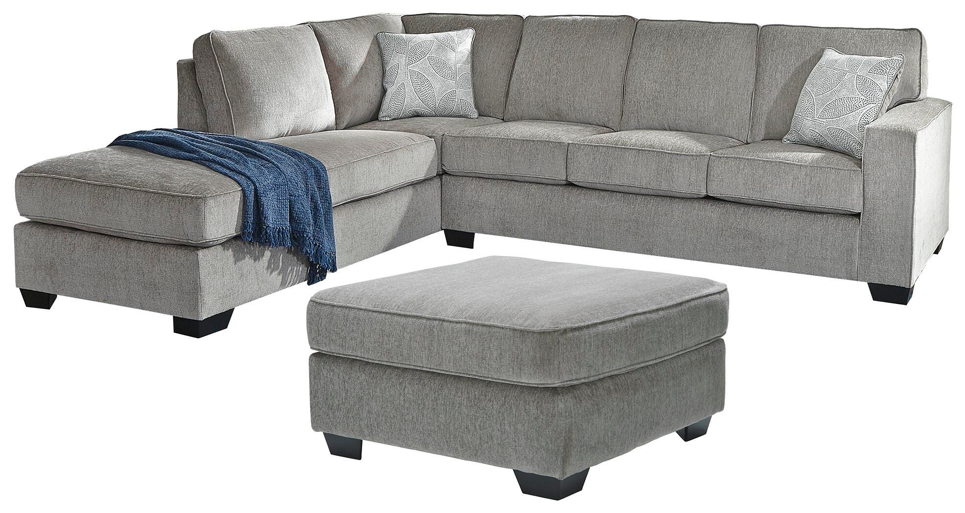 Altari 2-Piece RAF Sectional with Ottoman in Alloy