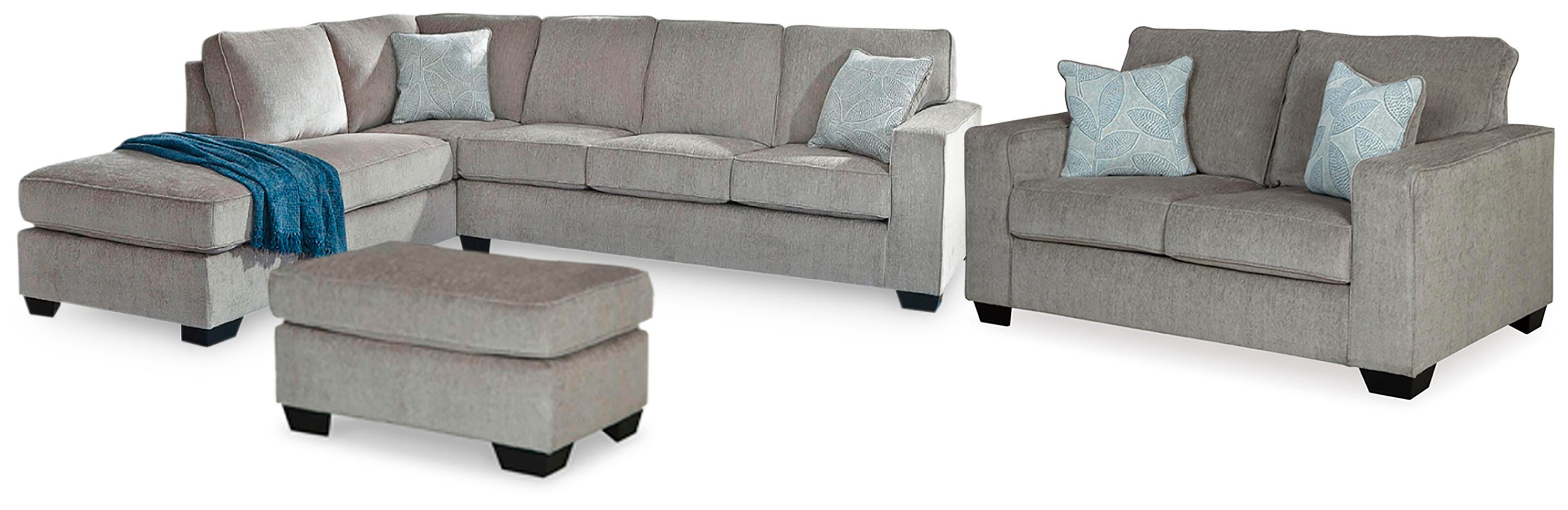 Altari 2-Piece Sectional with Chaise, Loveseat and Ottoman in Alloy