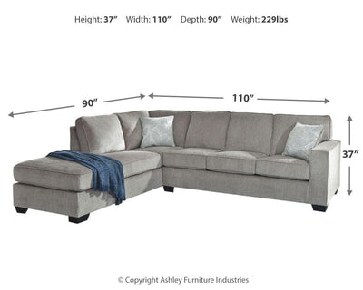 Altari 2-Piece LAF Chaise Sectional in Alloy Chenille