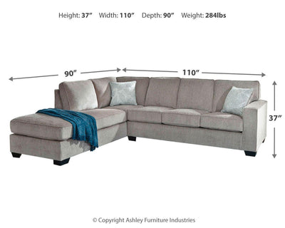 Altari 2-Piece LAF Chaise Sleeper Sectional in Alloy Chenille