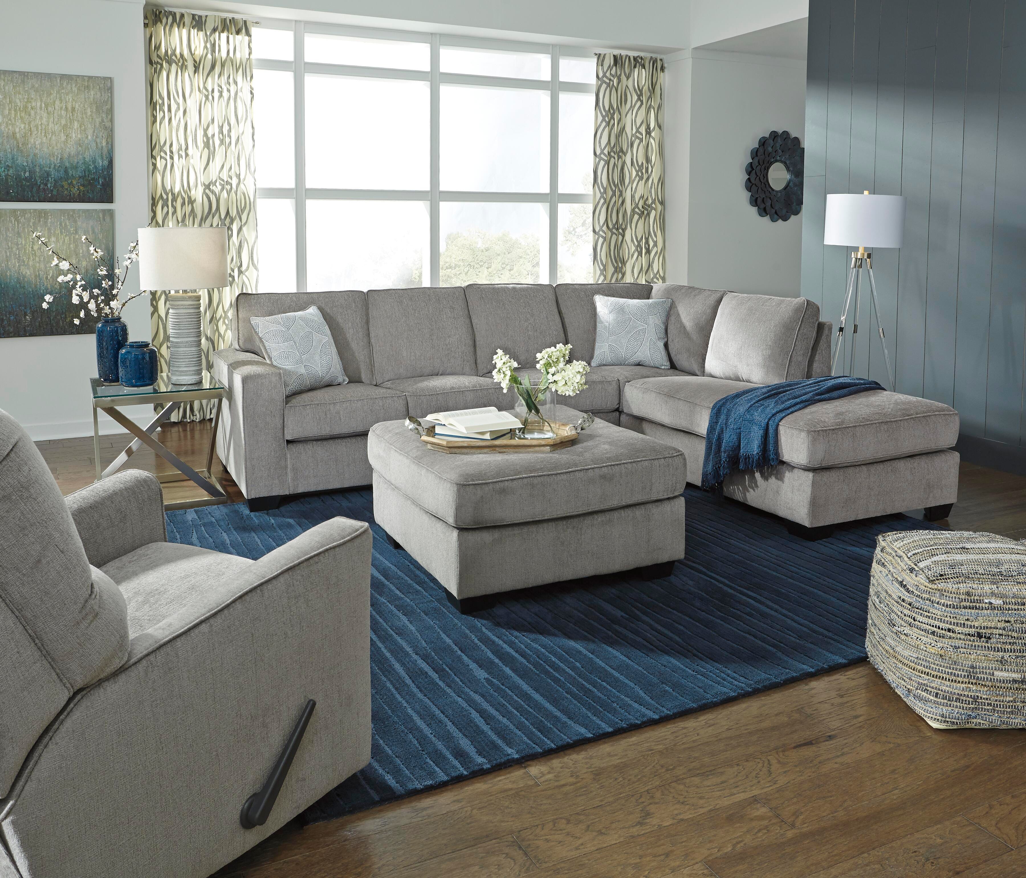 Altari 2-Piece RAF Chaise Sleeper Sectional in Alloy Chenille