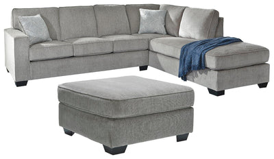 Altari 2-Piece Sectional with Chaise and Oversized Ottoman in Alloy
