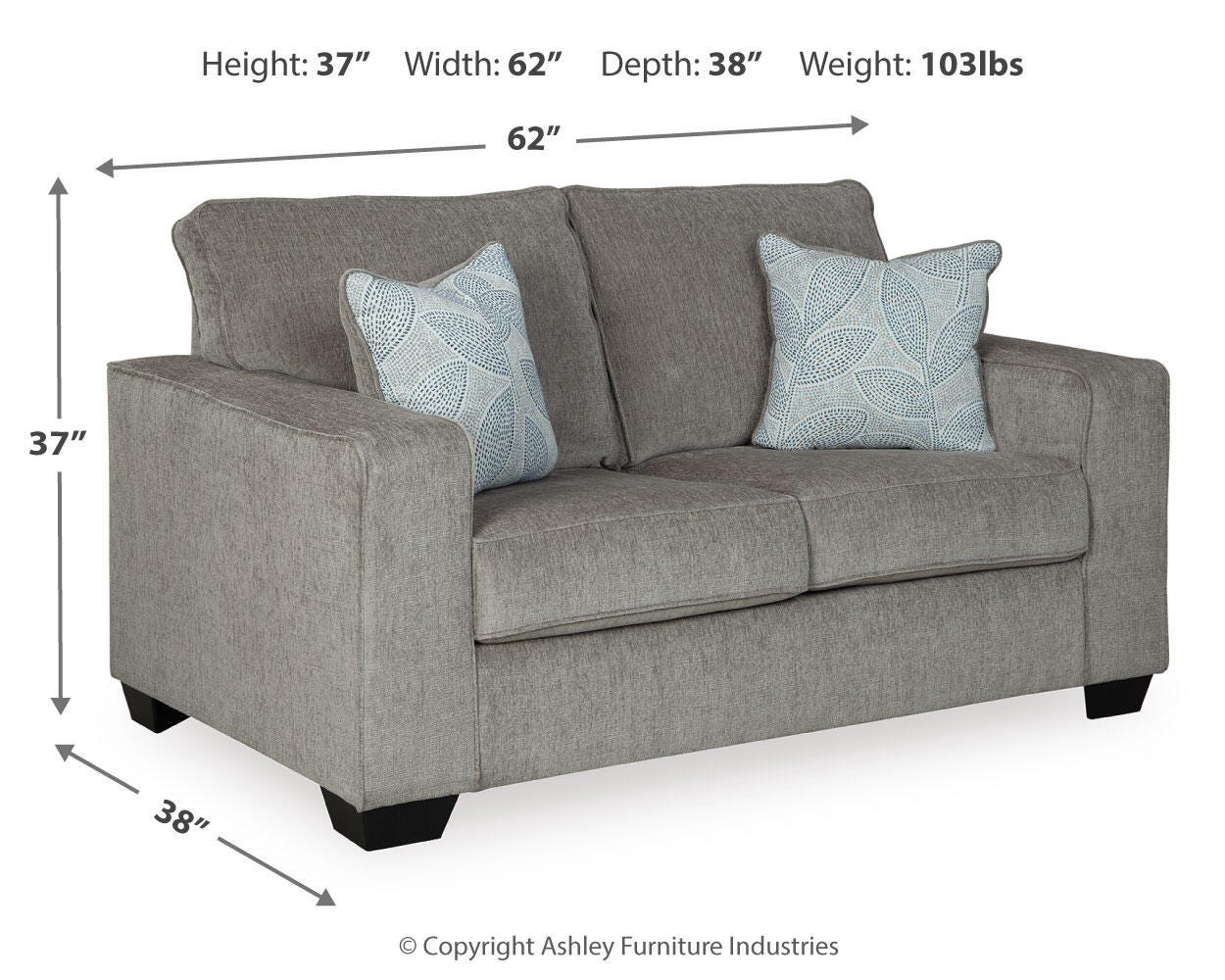 Altari 2-Piece Sectional with Chaise, Loveseat and Ottoman in Alloy