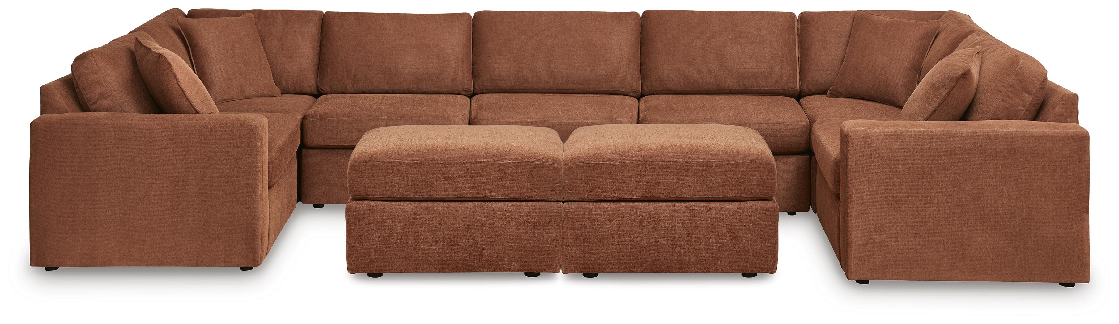 Modmax 7-Piece Sectional and 2 Ottomans in Spice