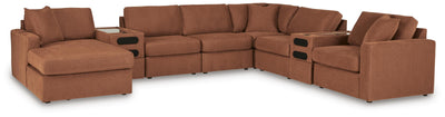 Modmax 8-PC Sectional and Audio Consoles in Spice Performance Fabric and Next-Gen Nuvella