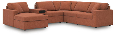 Modmax 6-Piece Sectional with Audio System and Chaise in Spice Performance Fabric and Next-Gen Nuvella