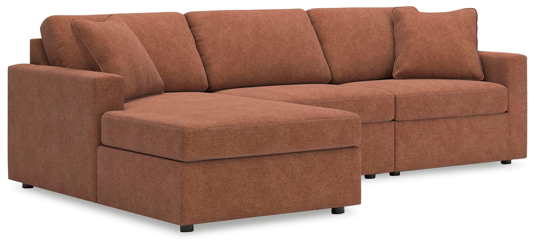 Modmax 3-Piece LAF Chaise Sectional in Spice Performance Fabric and Next-Gen Nuvella