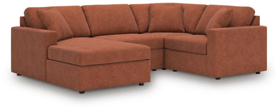Modmax 4-Piece LAF Chaise Sectional in Spice Performance Fabric and Next-Gen Nuvella